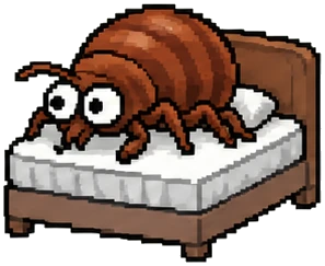 the bug already on the mattress, looking like he pays rent